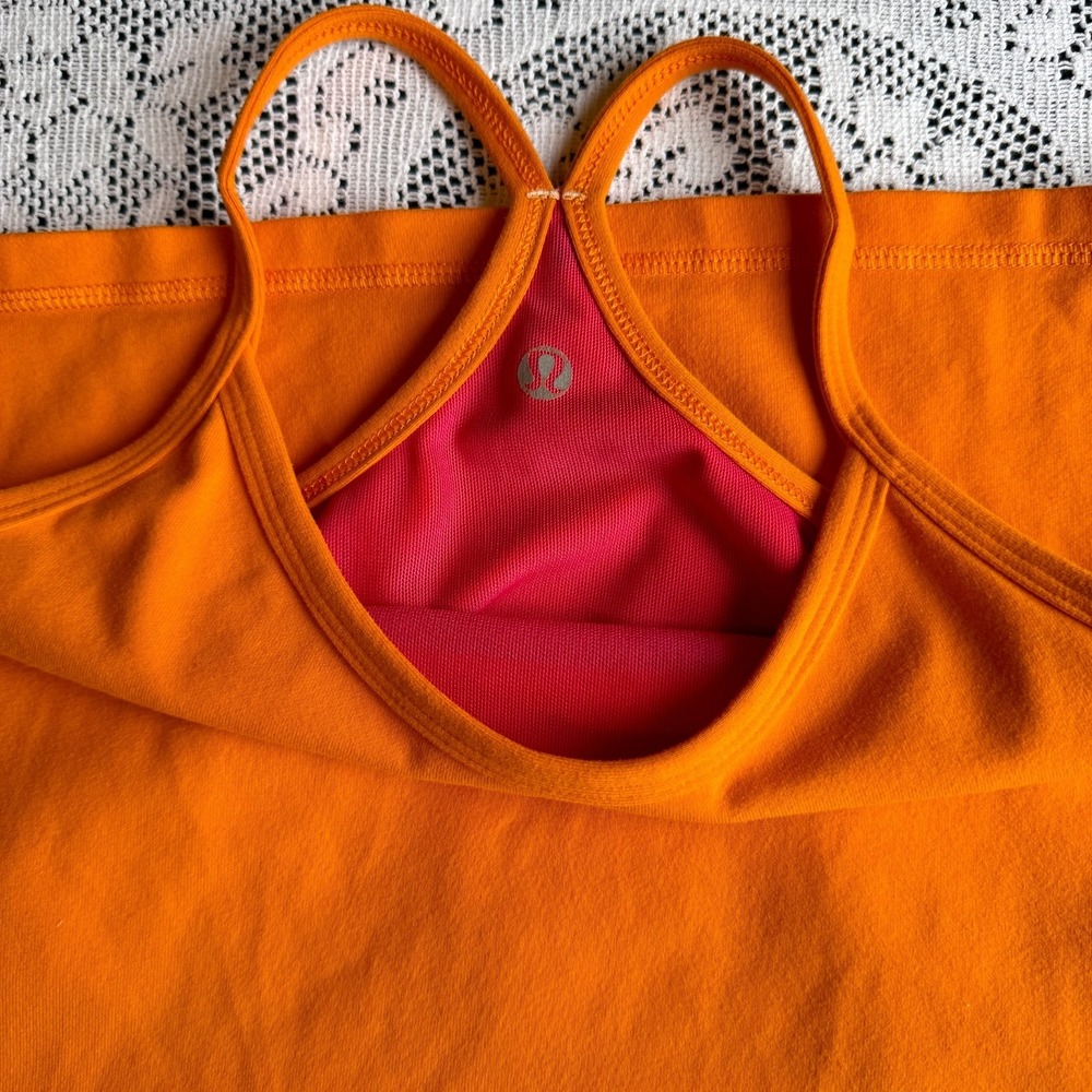 Lululemon Power Pose Tank Size 4 Orange Pink Racerback Y2K Athletic Yoga - Picture 7 of 9